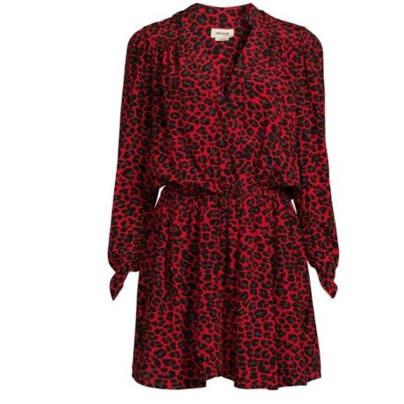 Zadig & Voltaire Reveal Leopard Print Long Sleeve Blouson Minidress - Picture 16 of 16